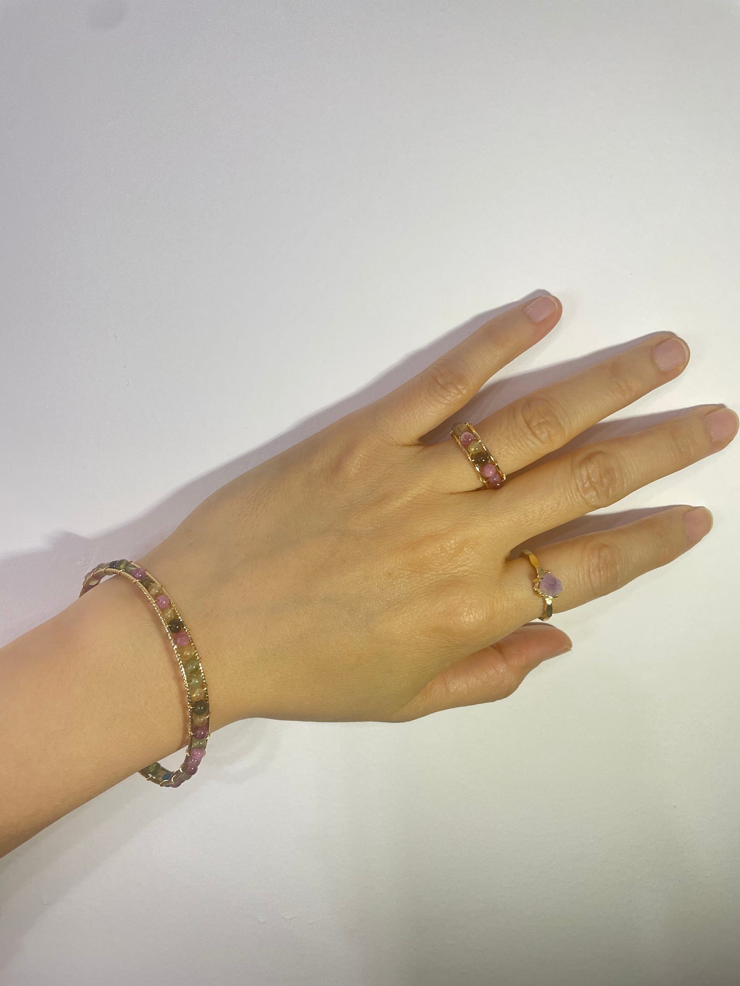 Rainbow Tourmaline Energy Bracelet in Gold