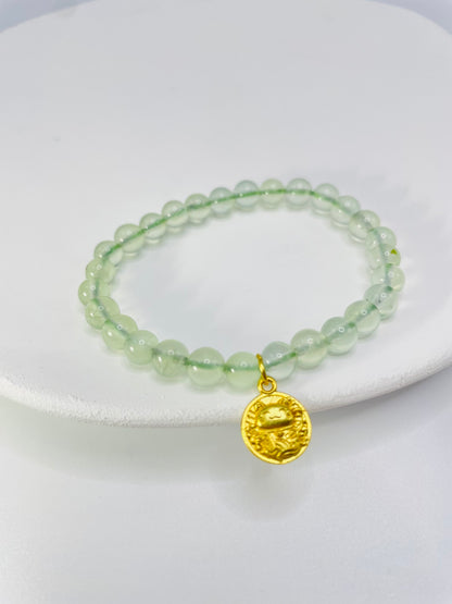 Natural Prehnite Lucky Wealthy Cat Bracelets 6MM