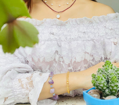 Raw Amethyst Crystal Healing Bracelet