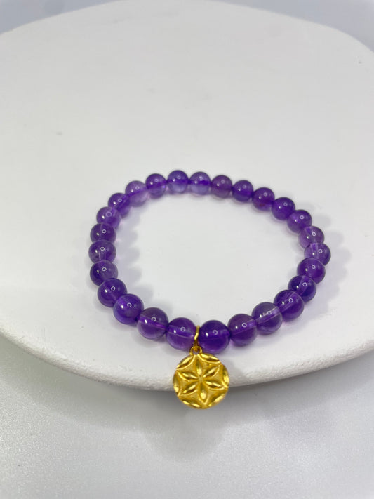 Amethyst Gemstone Energy Bracelet 6MM