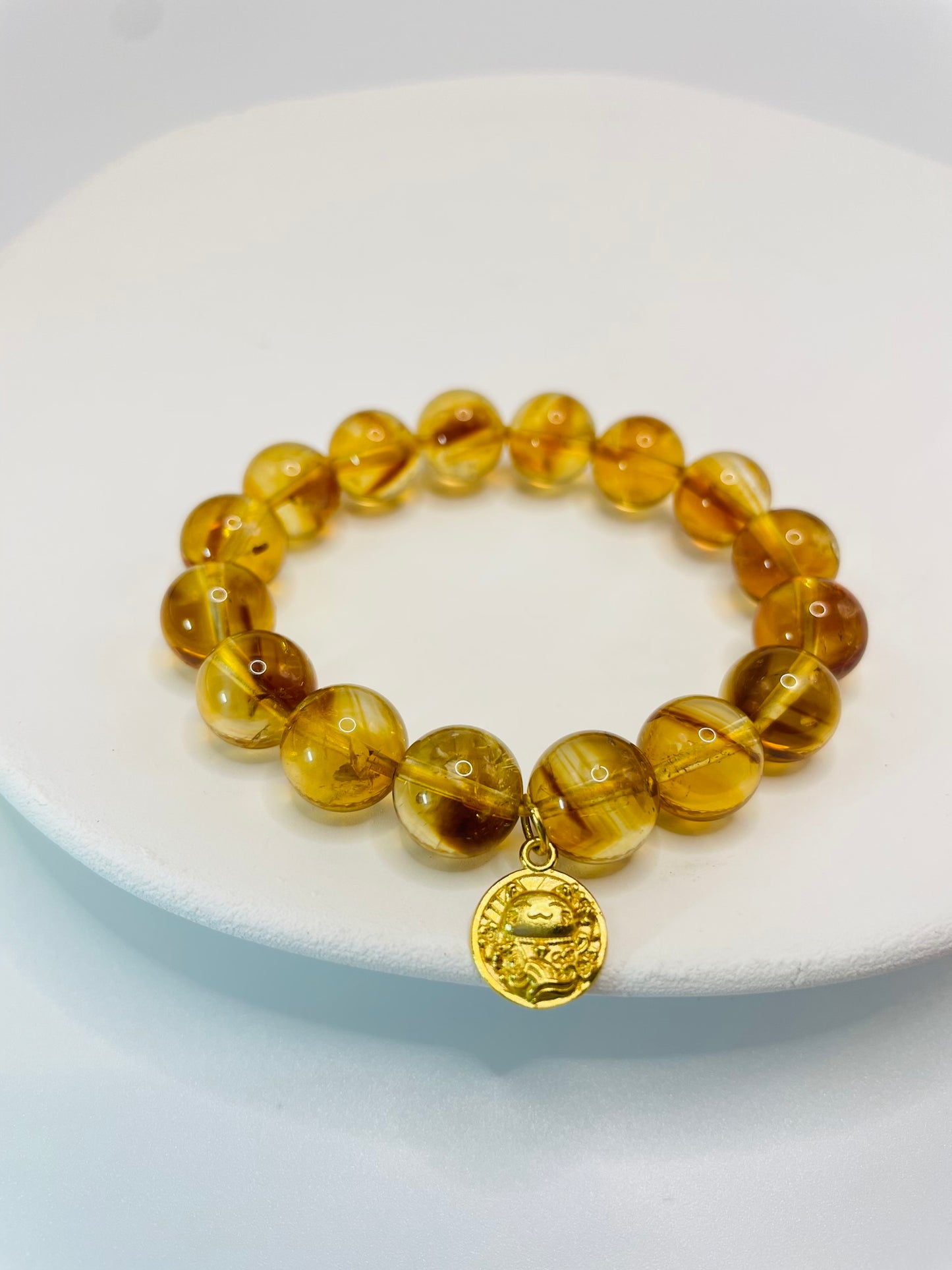 Citrine Gemstone Luck Wealthy Cat Energy Bracelet 10MM