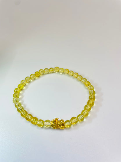 Pixiu Fengshui Citrine Meaning Bracelet 4MM