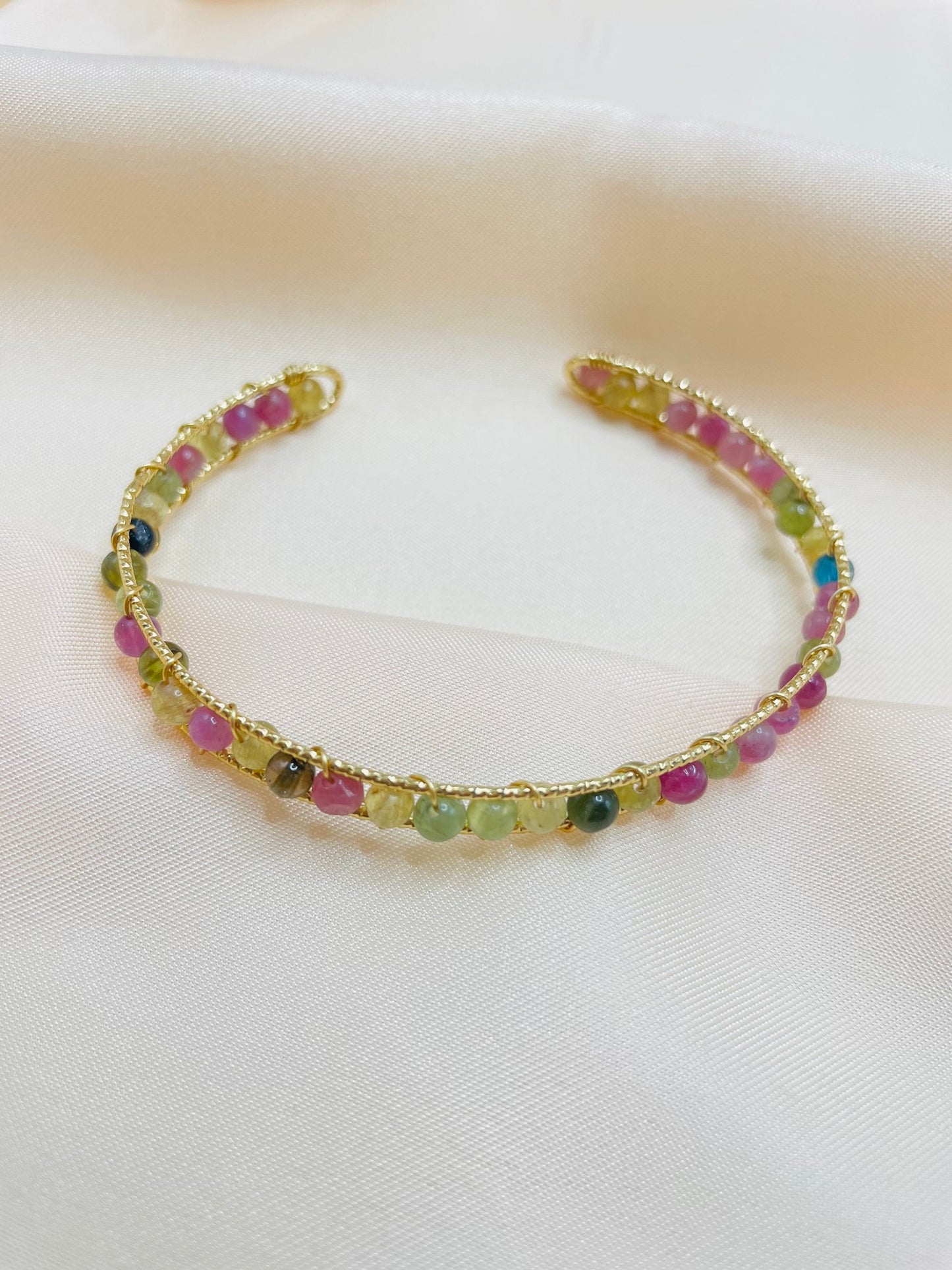 Rainbow Tourmaline Energy Bracelet in Gold