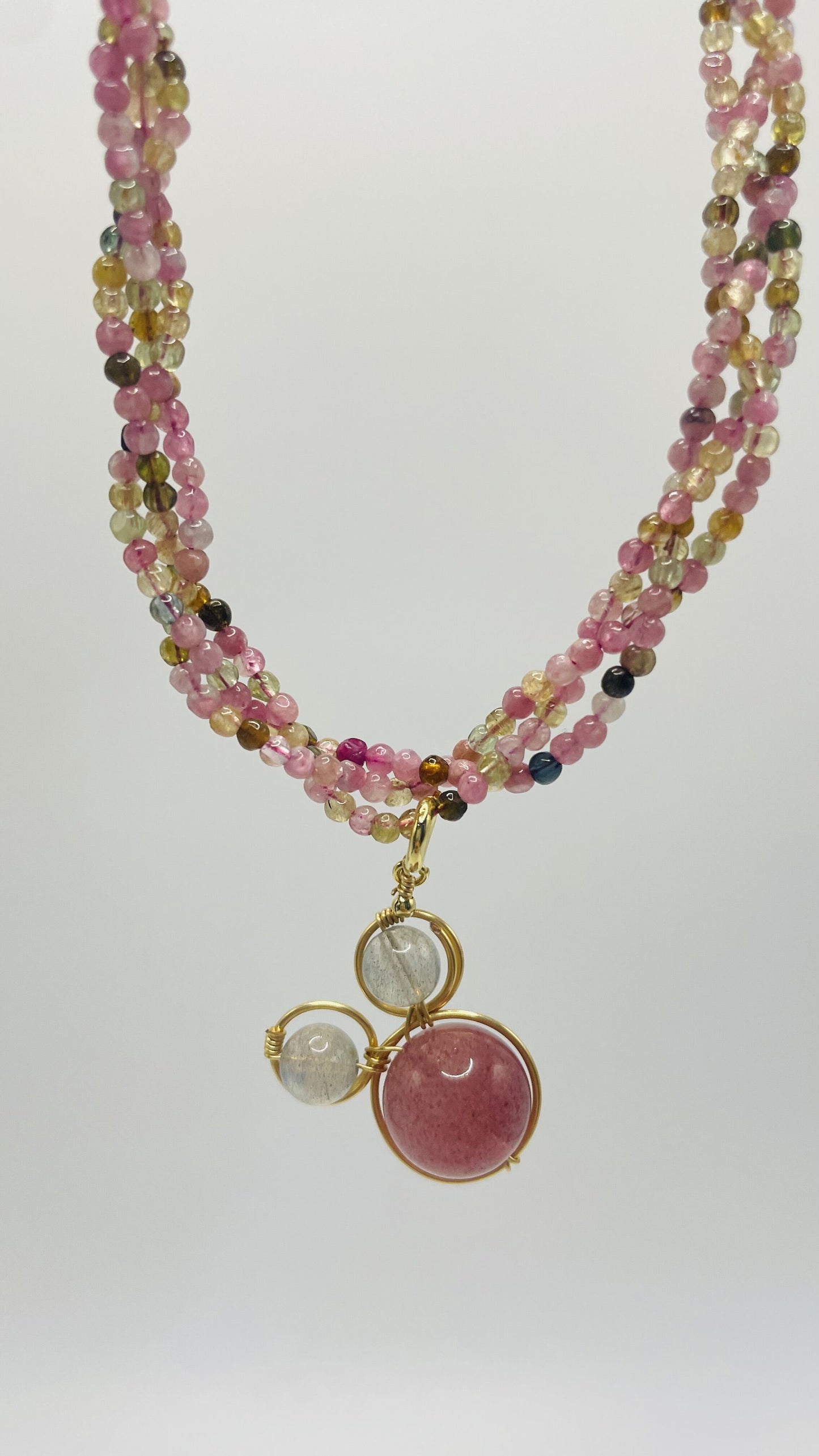 3 Layers Rainbow Tourmaline Energy Necklace