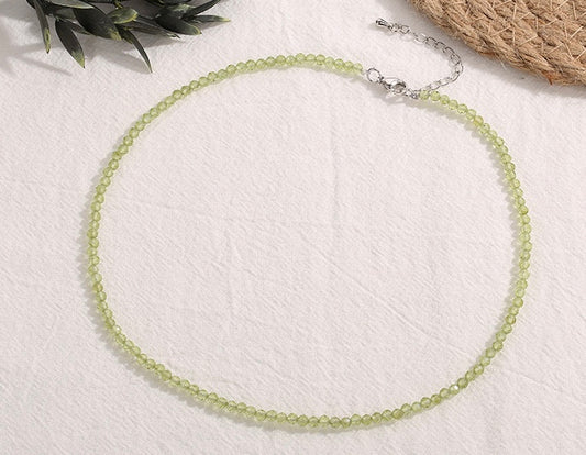 Peridot Beaded Gemstone Choker Necklace Green Gemstone