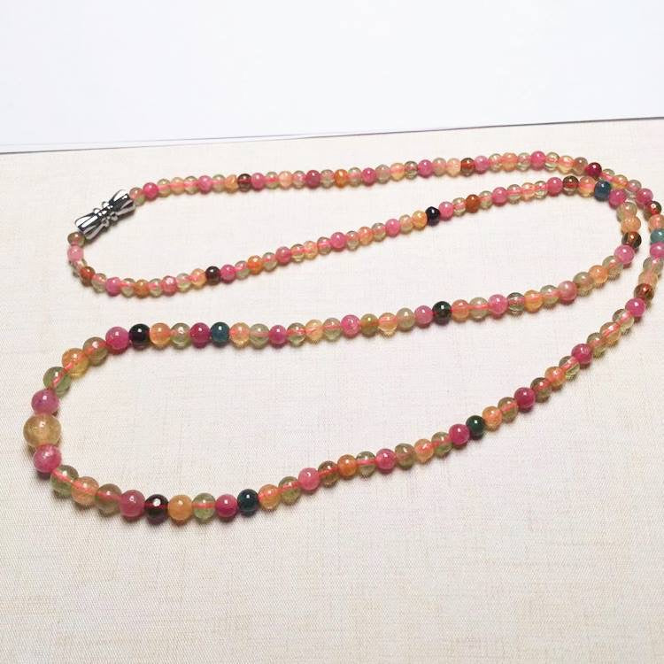 Rainbow Tourmaline Beaded Gemstone Necklace