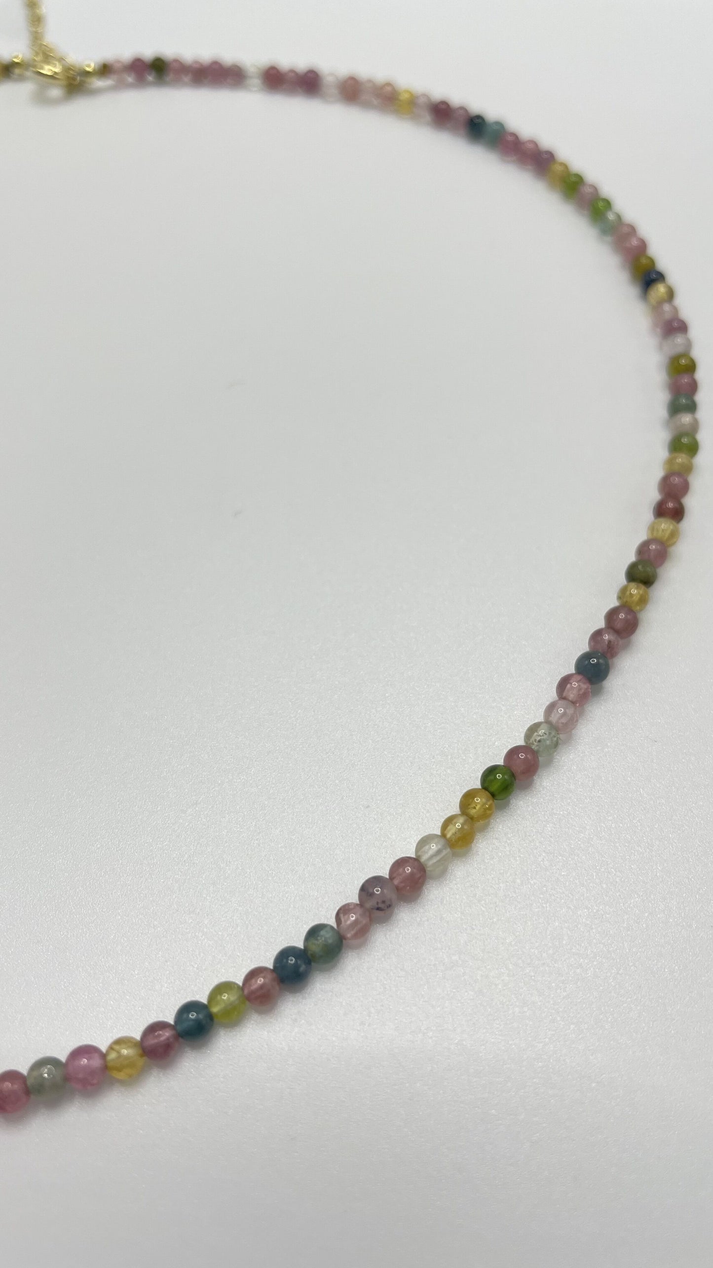 Rainbow Tourmaline Beaded Gemstone Choker Necklace, Natural Multi Tourmaline, Energy Healing Crystal