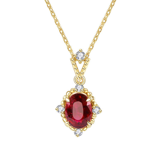 Red Zircon Sterling Silver Necklace