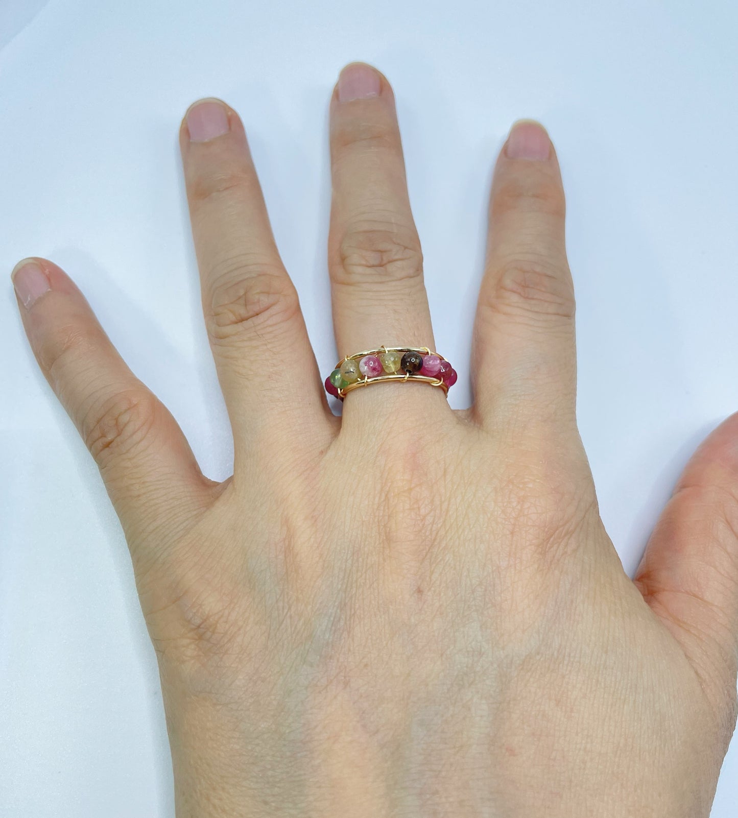 Natural Rainbow Tourmaline Energy Ring