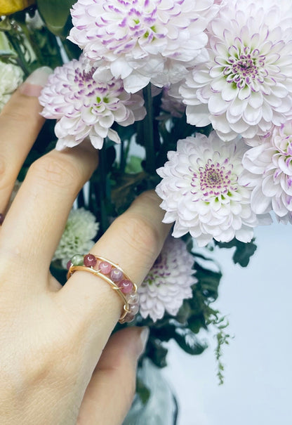 Natural Rainbow Tourmaline Energy Ring