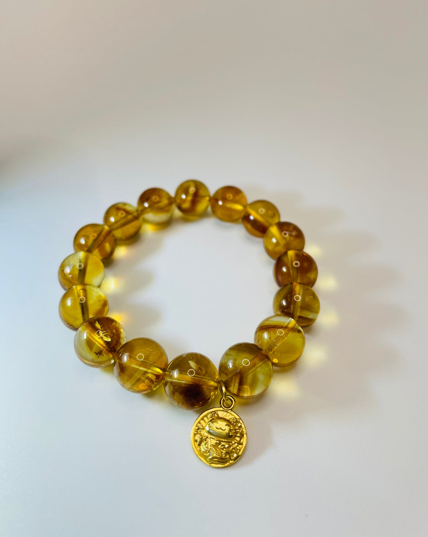 Citrine Gemstone Luck Wealthy Cat Energy Bracelet 10MM