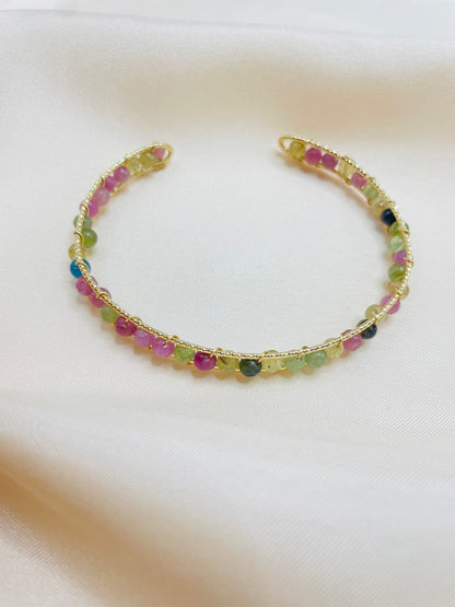 Rainbow Tourmaline Energy Bracelet in Gold