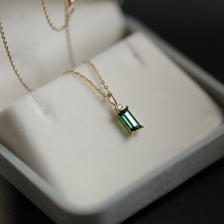 Green Cubic Zirconia Sterling Silver Necklace