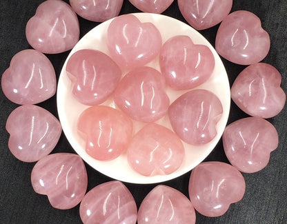 Heart Shaped Clear Pink Crystal Rose Quartz 3CM