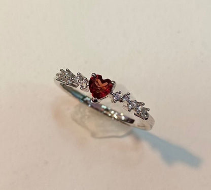 Heart Garnet Gemstone Energy Ring