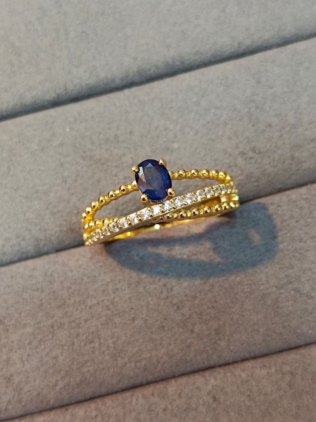 SEPTEMBE_Blue Sapphire Healing Birthstone Sterling Silver Ring