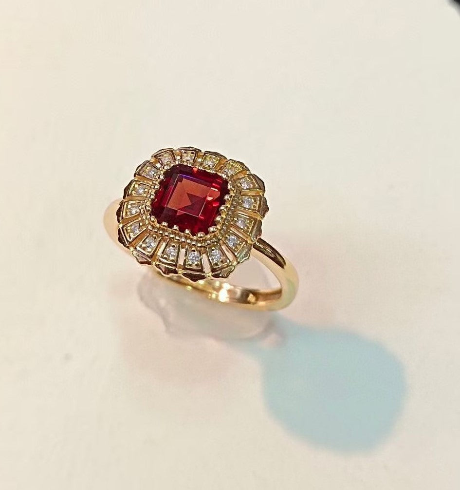 JANUARY_Garnet Healing Birthstone Sterling Silver Ring Gold