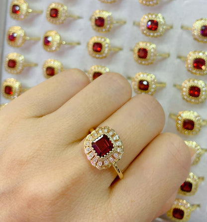 JANUARY_Garnet Healing Birthstone Sterling Silver Ring Gold