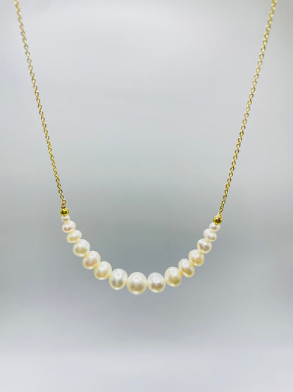 Smile-shaped Freshwater Pearl Charm Choker Necklace