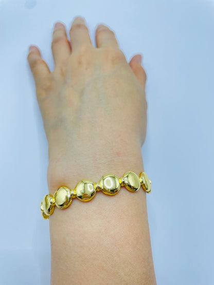 Wave Pattern Charm Brass Bracelet