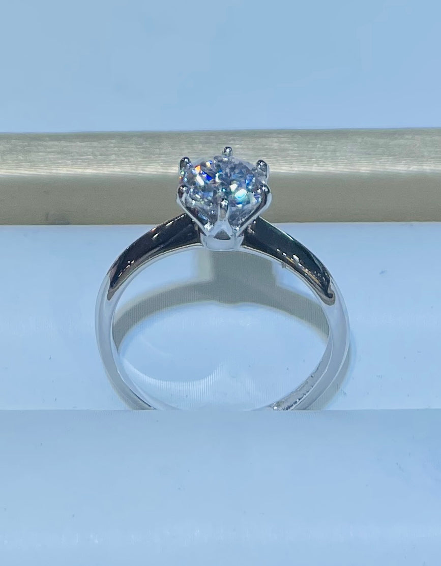 APRIL Moissan Diamond Healing Birthstone Sterling Silver Ring