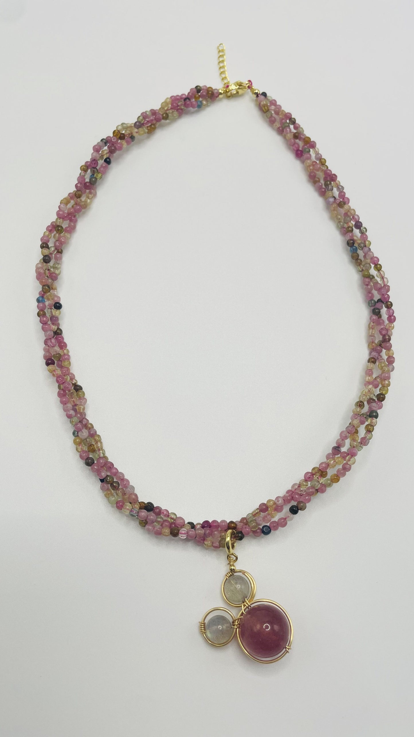 3 Layers Rainbow Tourmaline Energy Necklace