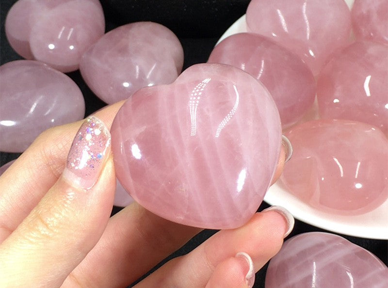 Heart Shaped Clear Pink Crystal Rose Quartz 3CM