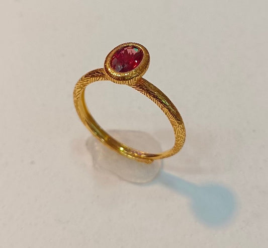 Garnet Gemstone Energy Sterling Silver Ring In GOLD