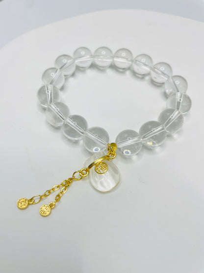 White Crystal Energy Healing Bracelet 10MM Gemstone Meaning Handmake Bracelet