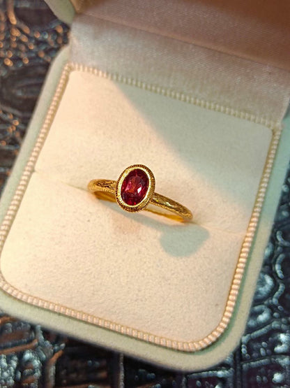 Garnet Gemstone Energy Sterling Silver Ring In GOLD