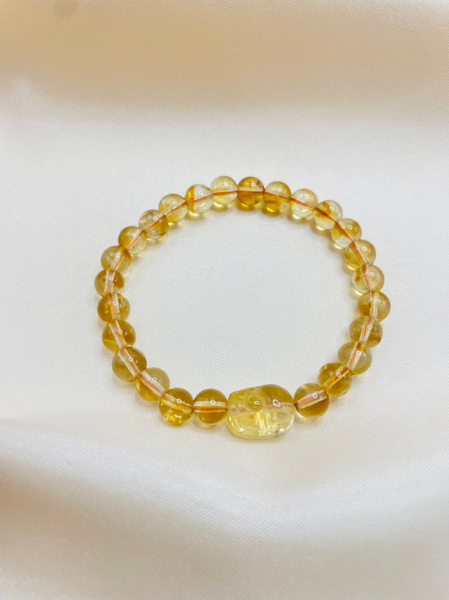 Attracting Wealth Citrine Pixiu Fengshui Bracelet 6MM