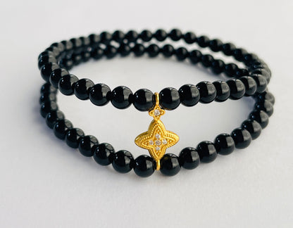 4MM Lucky Quadrangle Double-layered Obsidian Energy Healing Bracelet