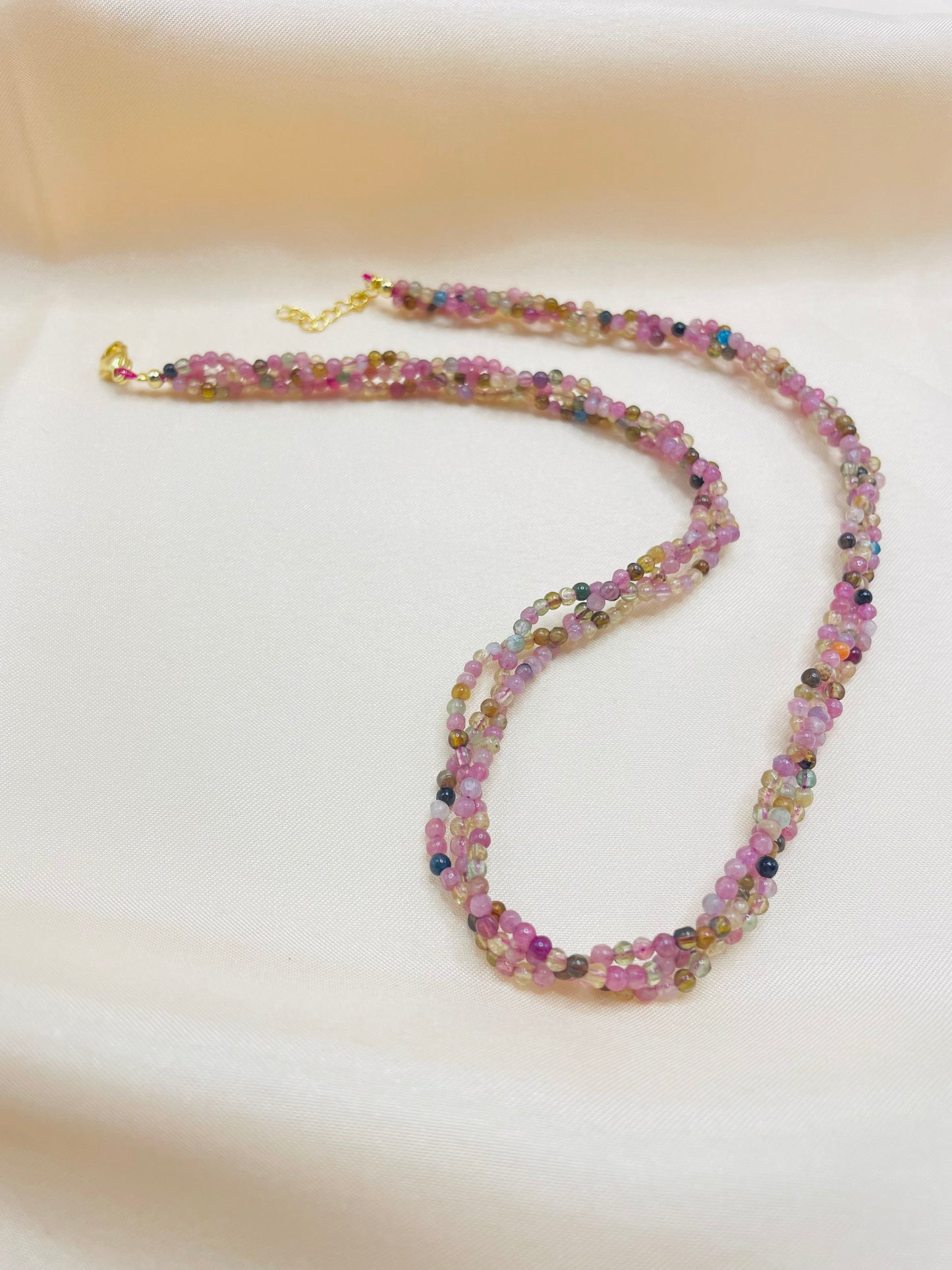 3 Layers Rainbow Tourmaline Energy Necklace