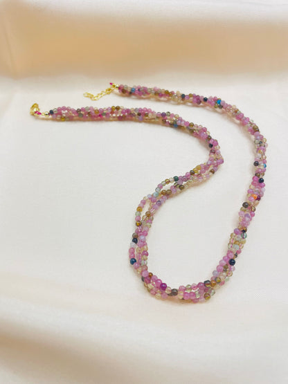 3 Layers Rainbow Tourmaline Energy Necklace