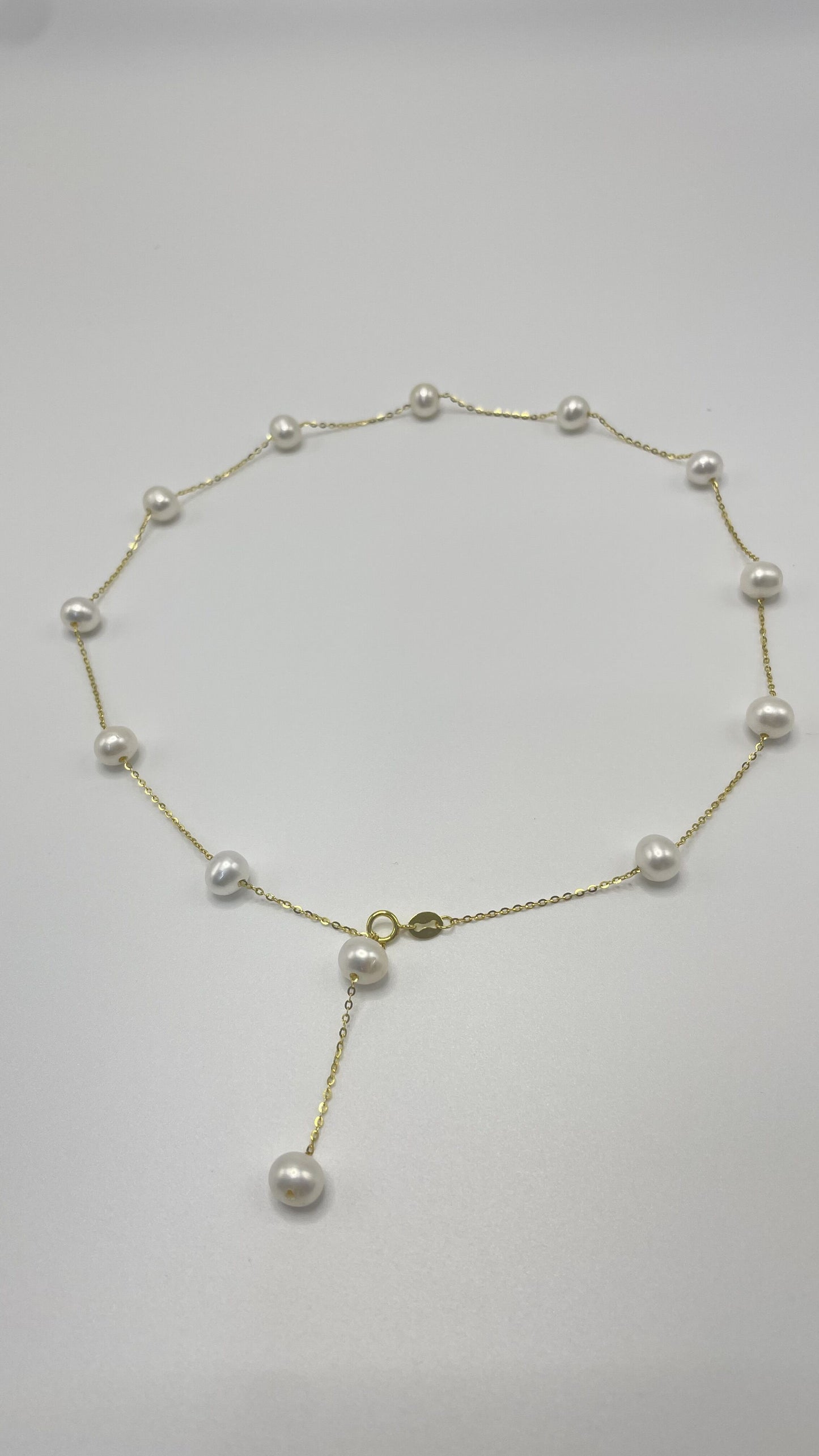 Freshwater Pearl Sterling Silver Necklace in Gold