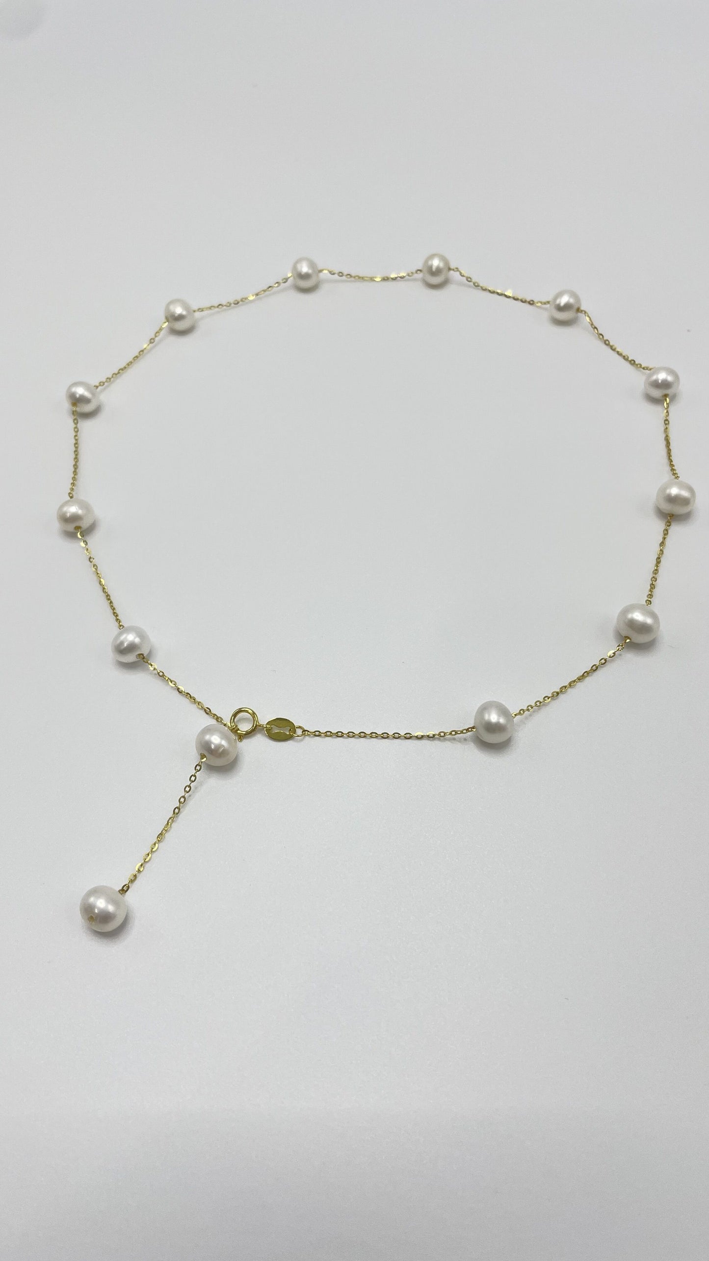 Freshwater Pearl Sterling Silver Necklace in Gold