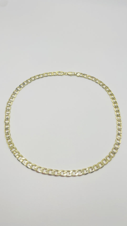 Flat Curb Chain Necklace in Gold