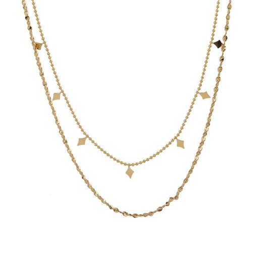 Fashion Diamond Sequin Double Layered Necklace