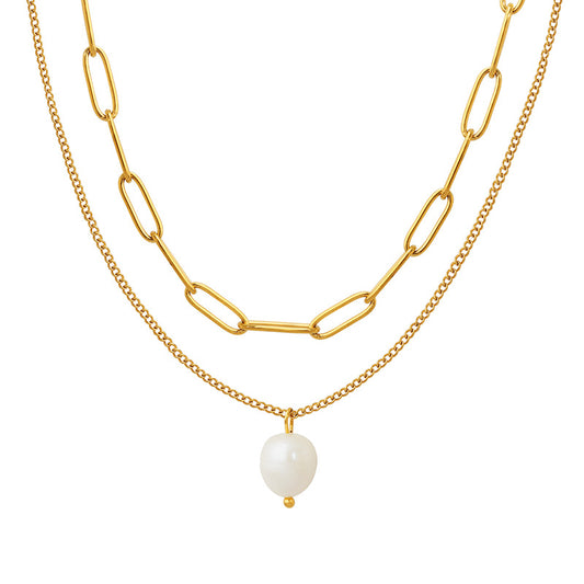 Fashion Pearl Pendant Multi Layers Necklace