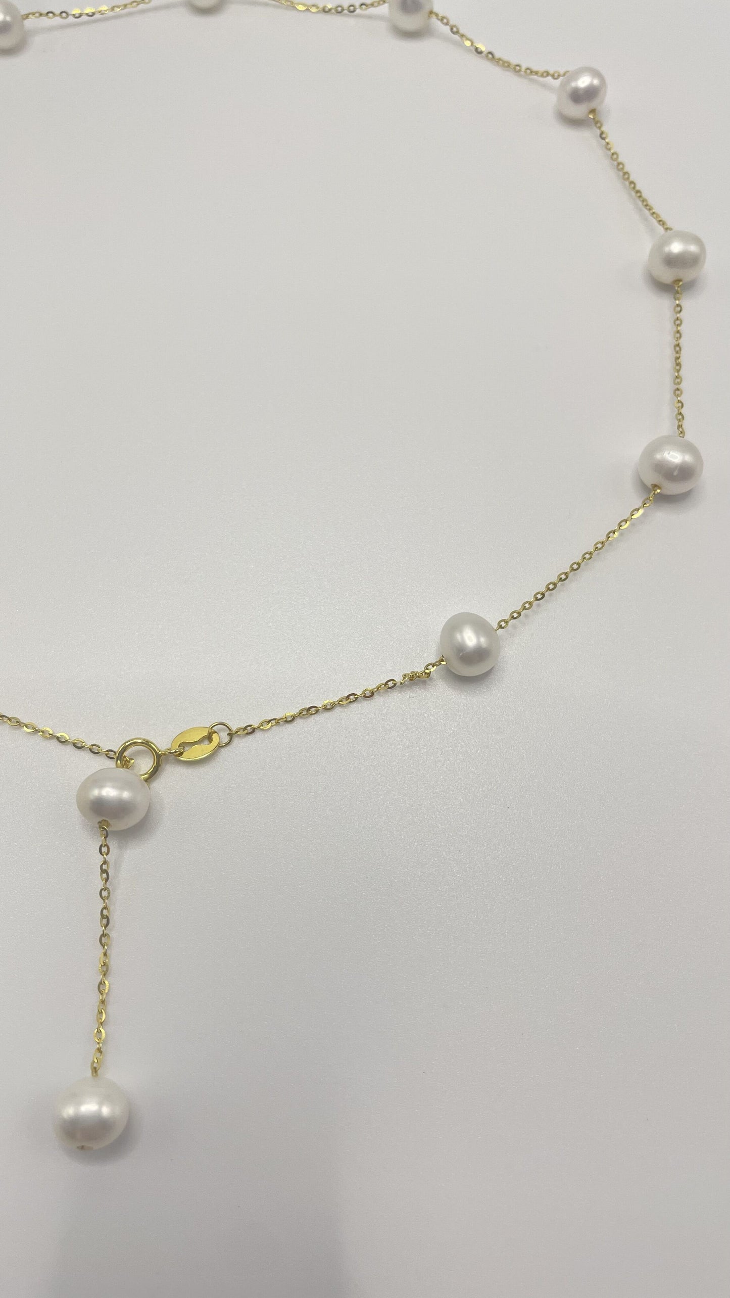 Freshwater Pearl Sterling Silver Necklace in Gold