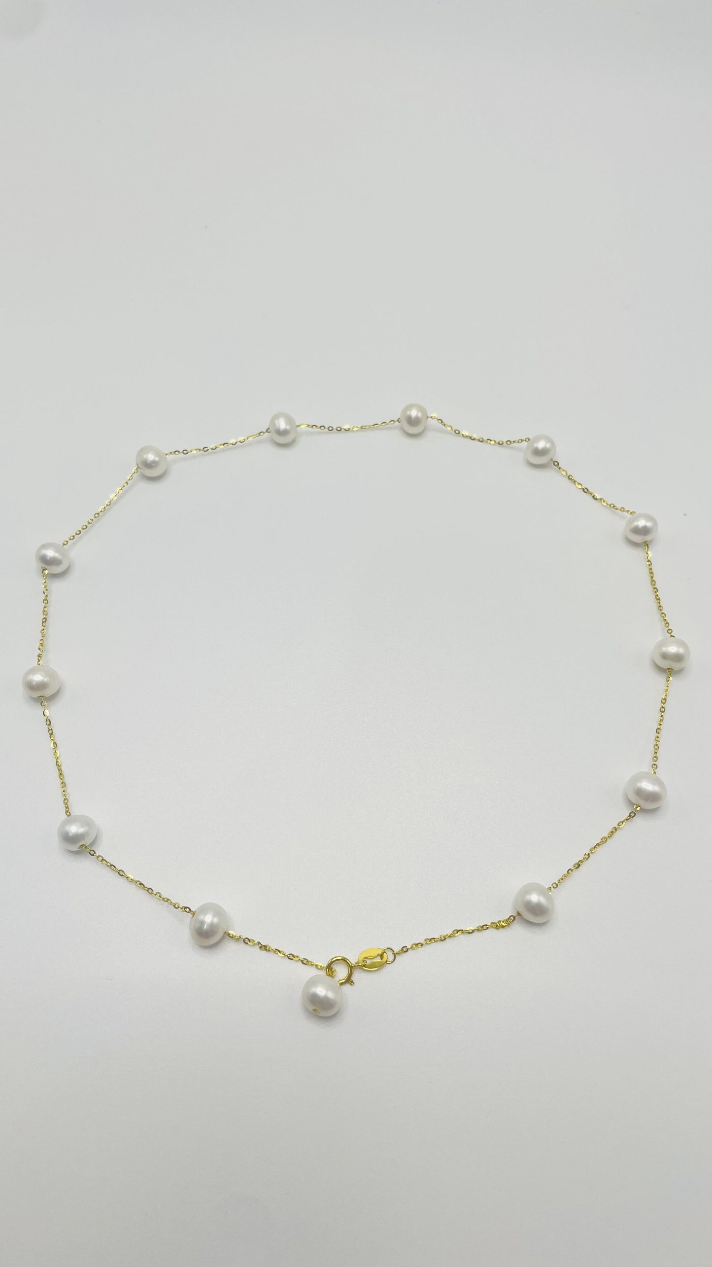 Freshwater Pearl Sterling Silver Necklace in Gold