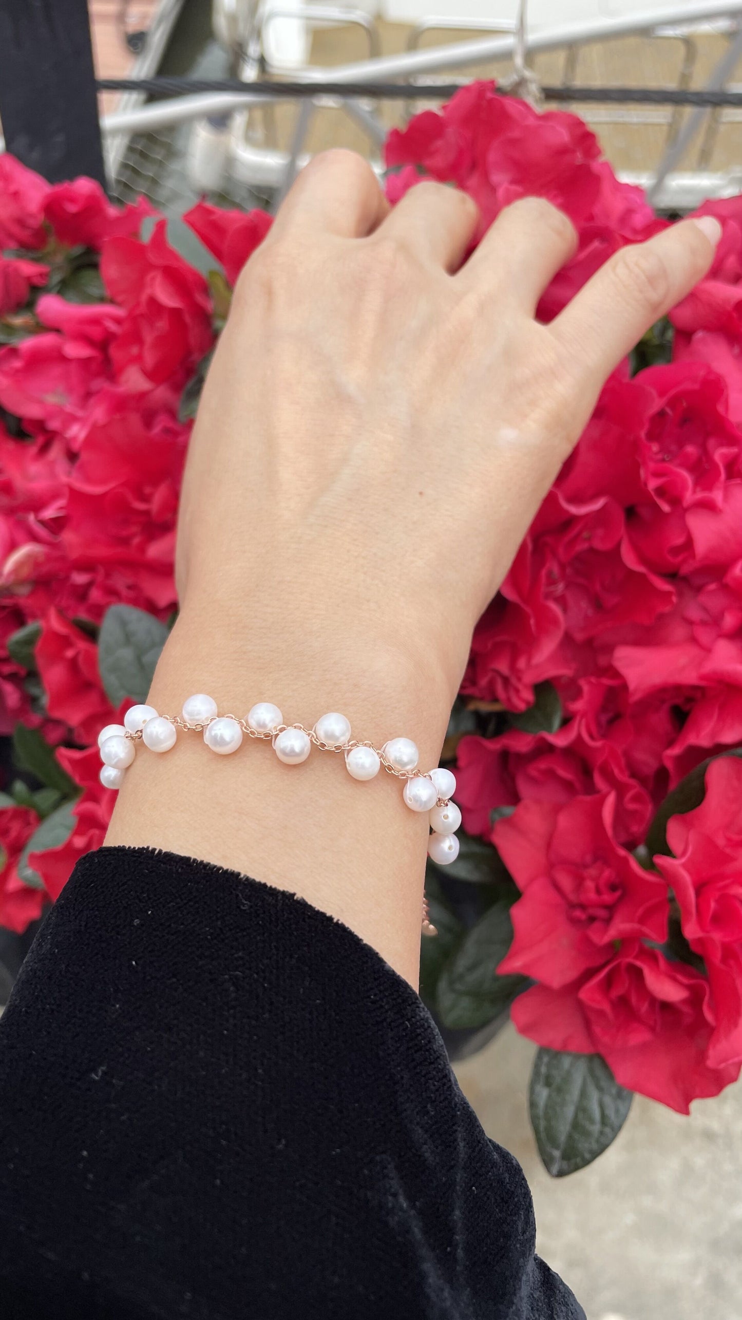 White Freshwater Pearl Charm Bracelet