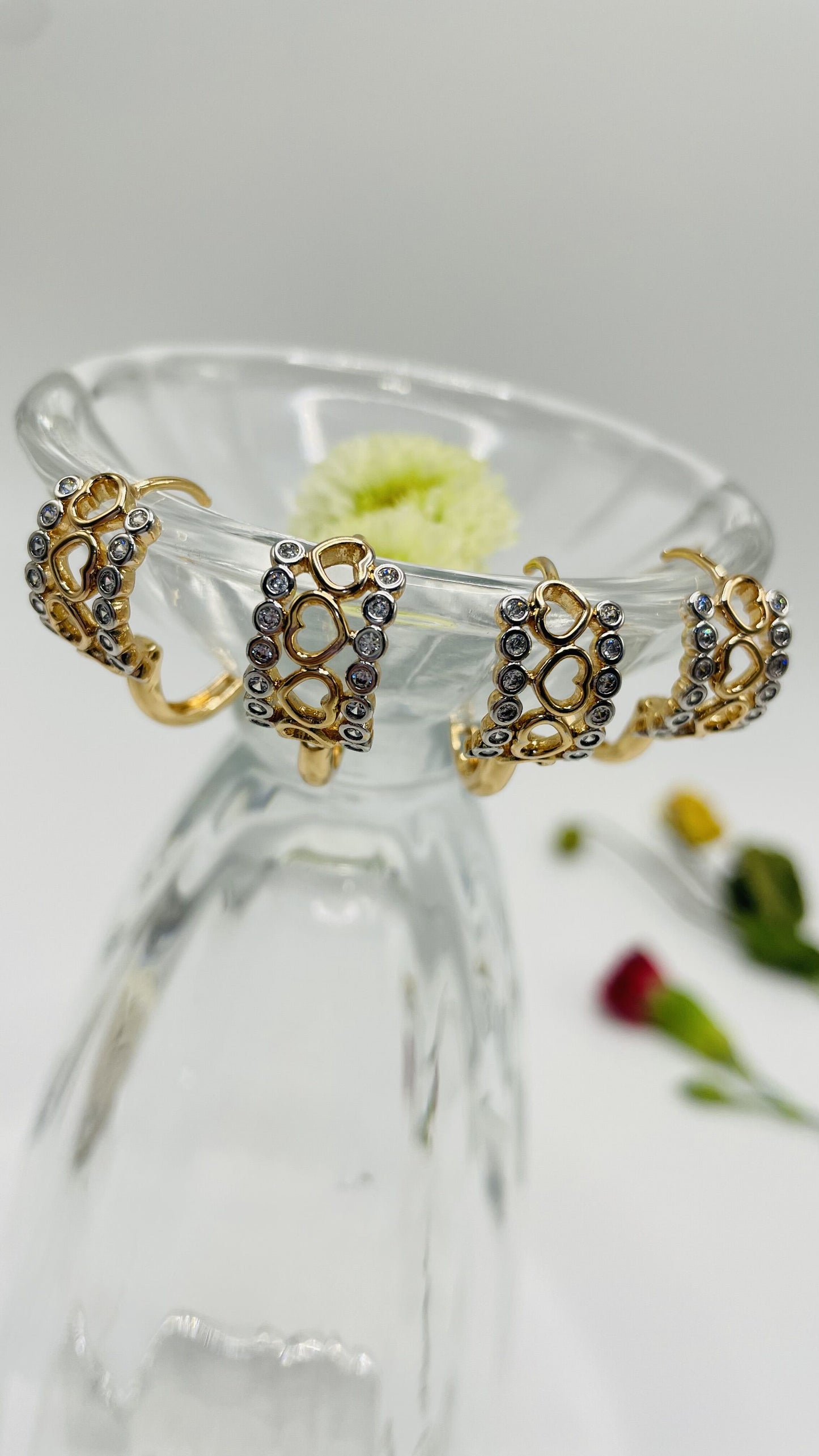 Lace Design Charm Hoop Earrings