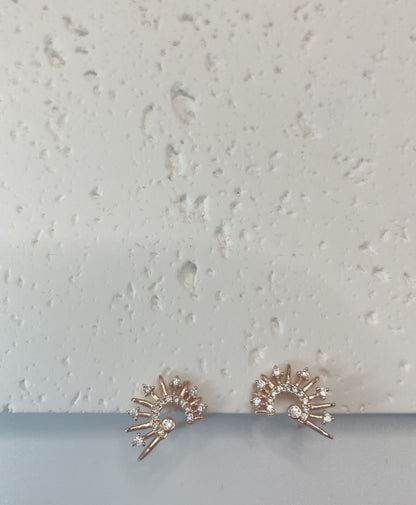 Sun-shape Sterling Silver Stud Earrings,Rose Gold