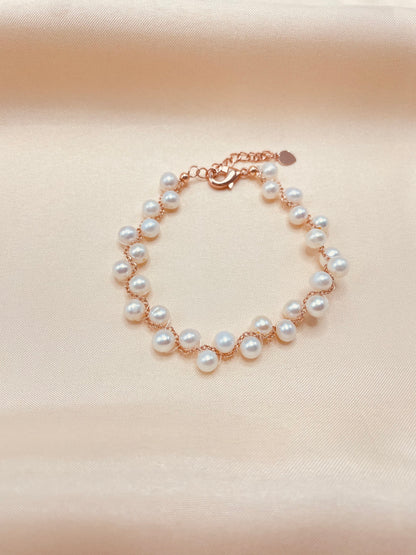 White Freshwater Pearl Charm Bracelet