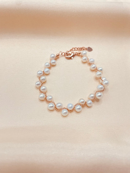 White Freshwater Pearl Charm Bracelet