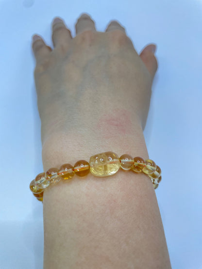 Attracting Wealth Citrine Pixiu Fengshui Bracelet 6MM