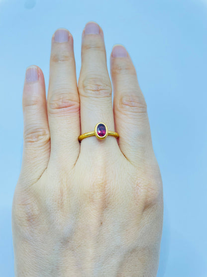 Garnet Gemstone Energy Sterling Silver Ring In GOLD