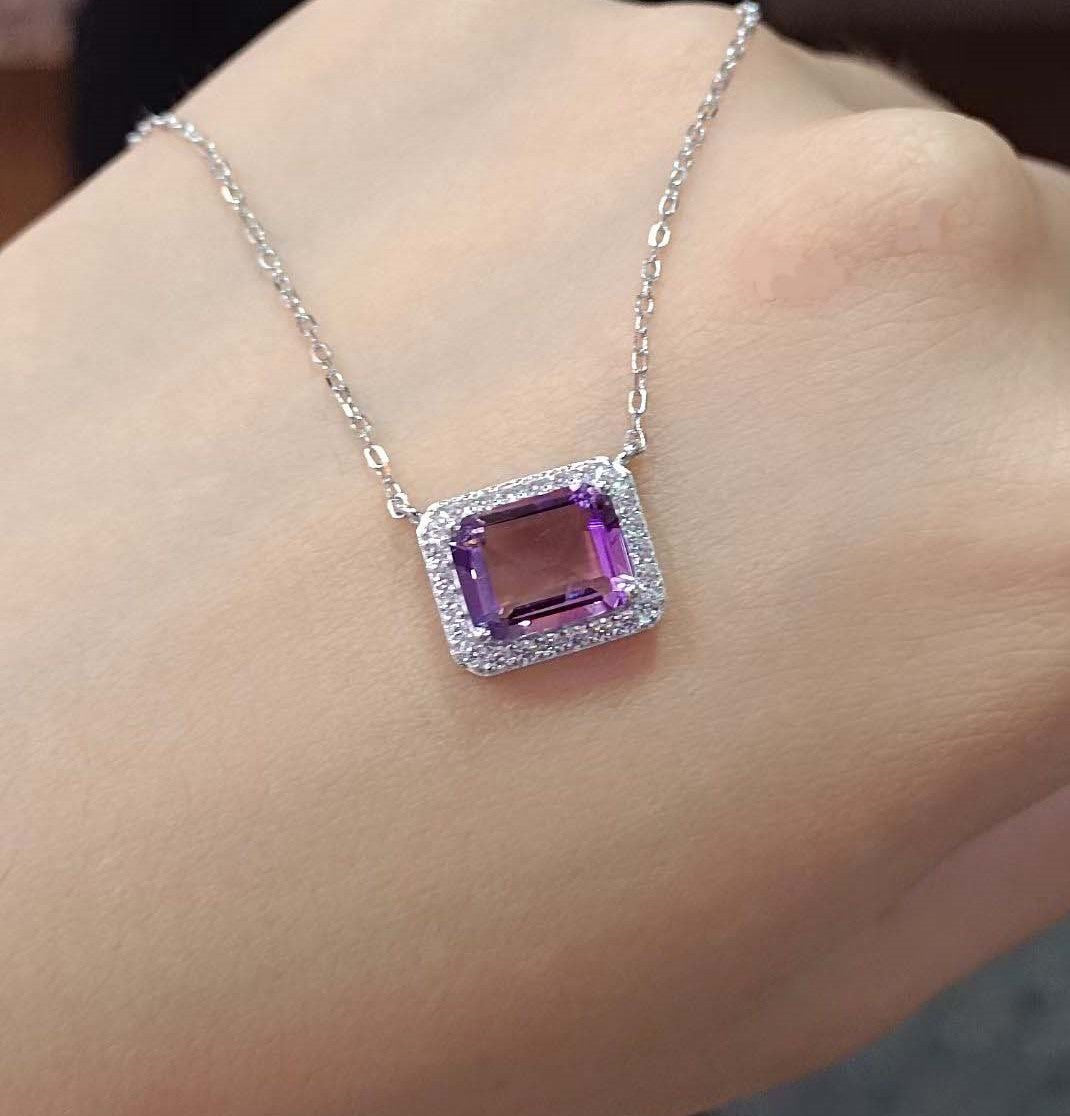 Natural Amethyst Charm Necklace