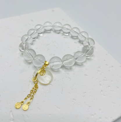 White Crystal Energy Healing Bracelet 10MM Gemstone Meaning Handmake Bracelet